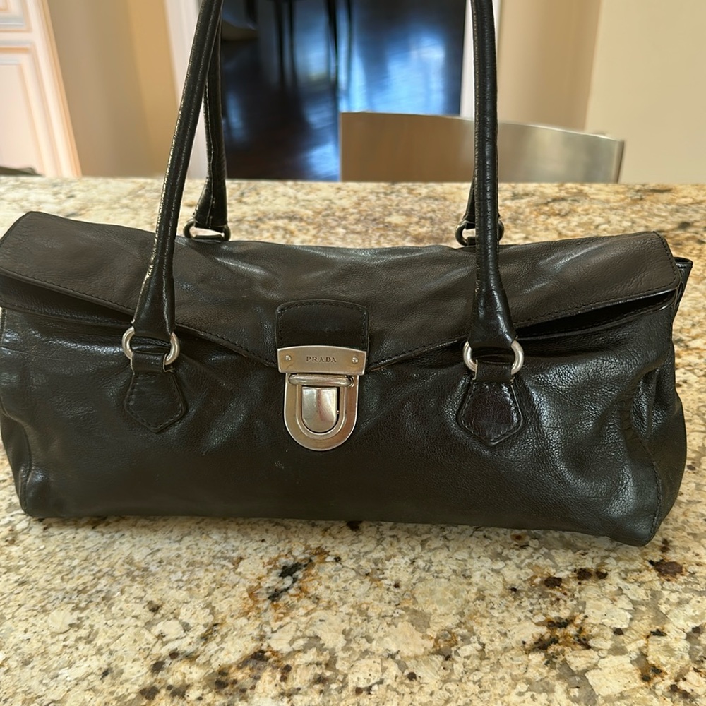 Prada Black Leather Bag vintage PRADA VERY BEAUTIFUL SUPER CLEAN